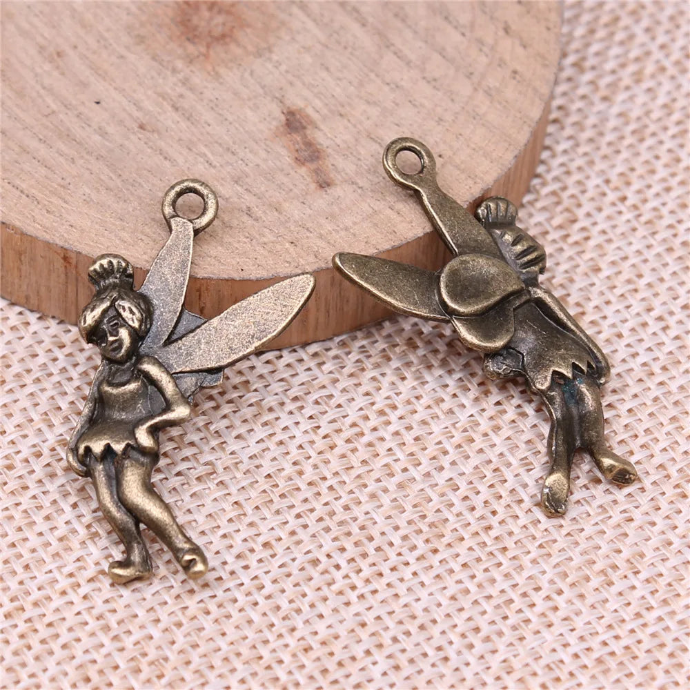 37x20mm 3.8g Antique Bronze Zinc Alloy Angel Figure Charm Pendant for DIY Necklace Bracelet Making