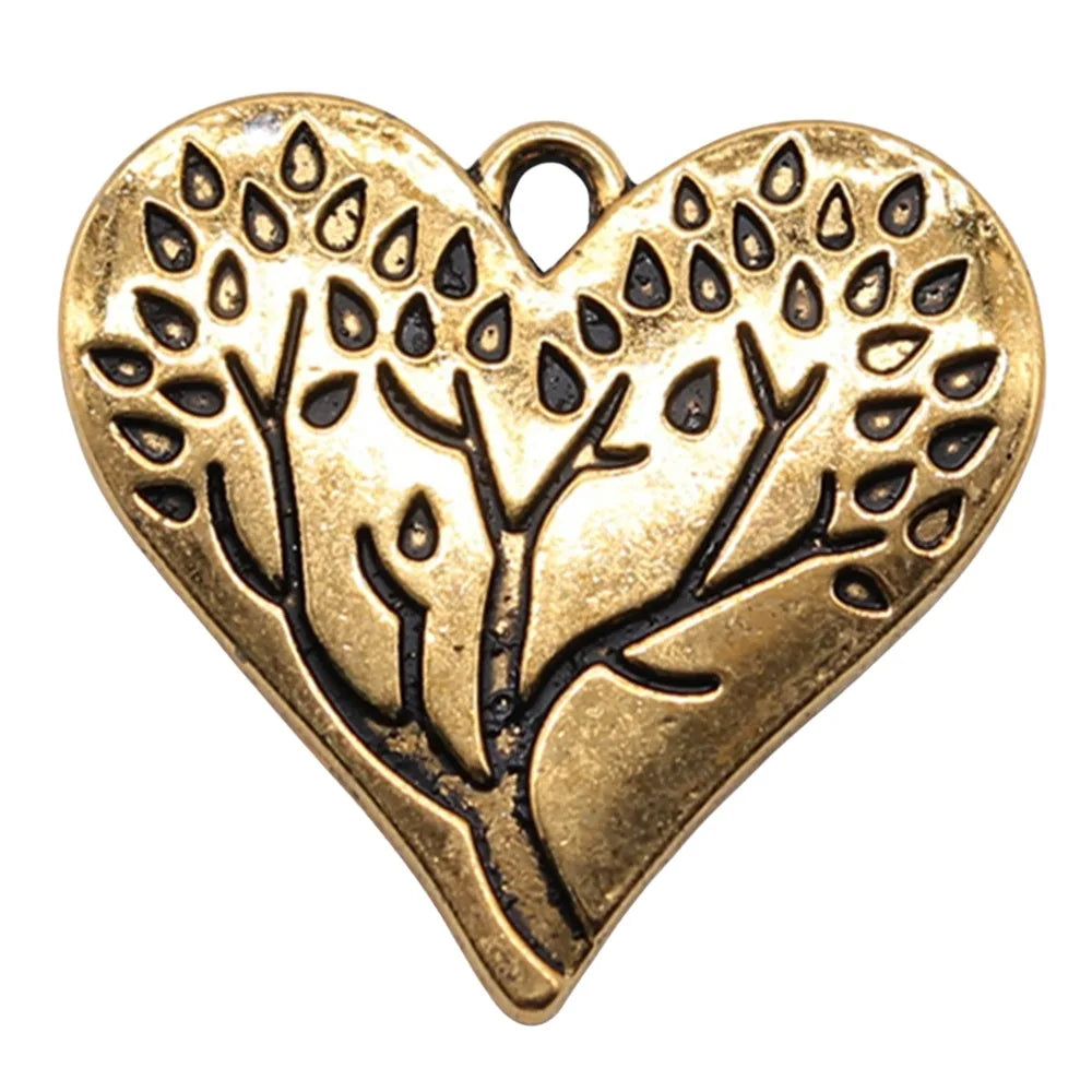28x26mm 3.5g Multicolor Zinc Alloy Heart Tree of Life Charm Pendant for DIY Jewelry Making