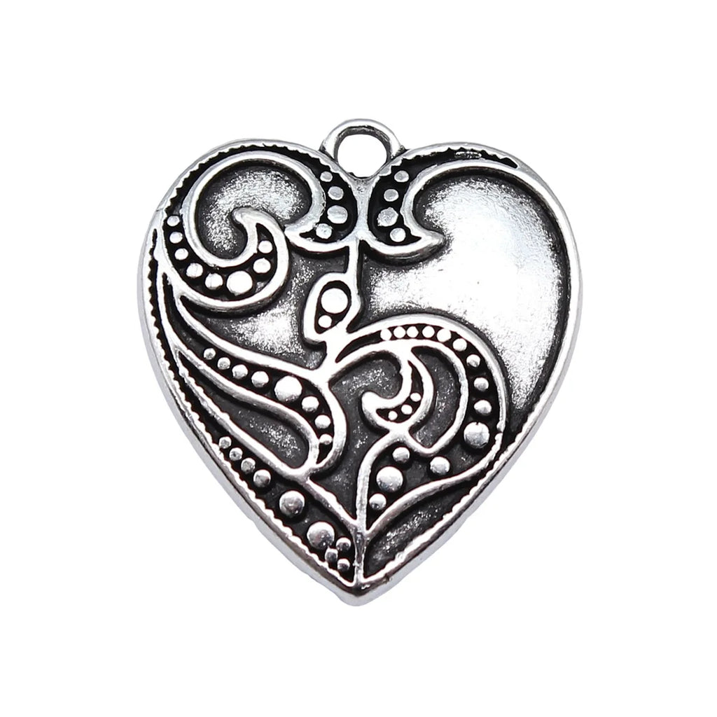 23x20mm 3.4g Antique Silver Zinc Alloy Gothic Heart Charm Pendant for DIY Necklace Bracelet Making