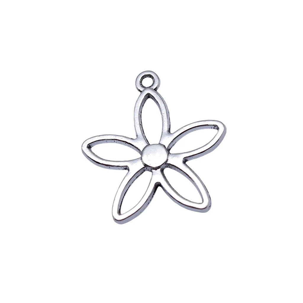 24x21mm 1.9g Antique Silver Zinc Alloy Flower Charm Pendant for DIY Necklace Bracelet Jewelry Making