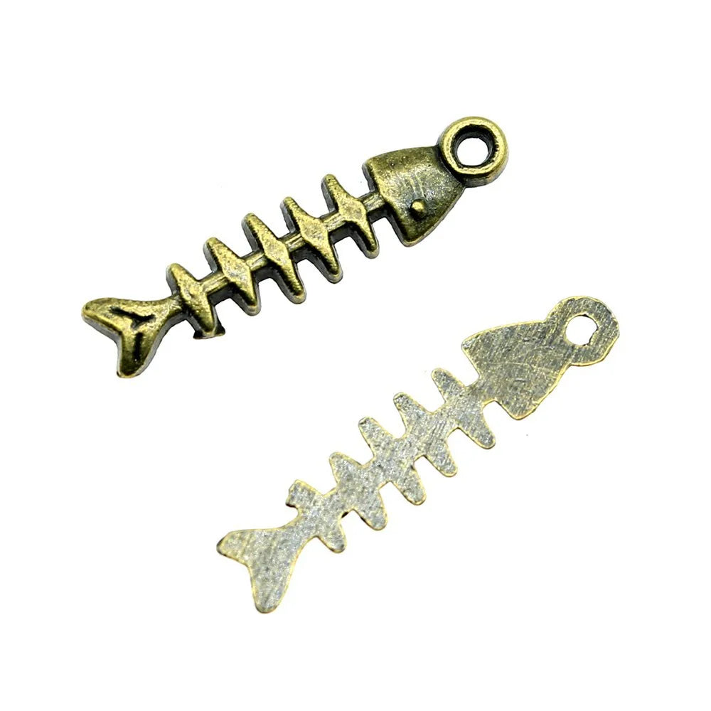 23x5mm 0.6g Multicolor zinc alloy Fish Bone charm pendant for necklace bracelet DIY jewelry making