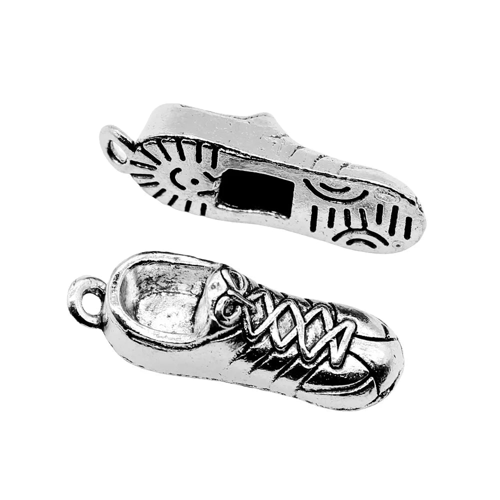 27x9mm 3.3g Antique Silver Zinc Alloy 3D Shoe Charm Pendant for DIY Necklace Bracelet Jewelry
