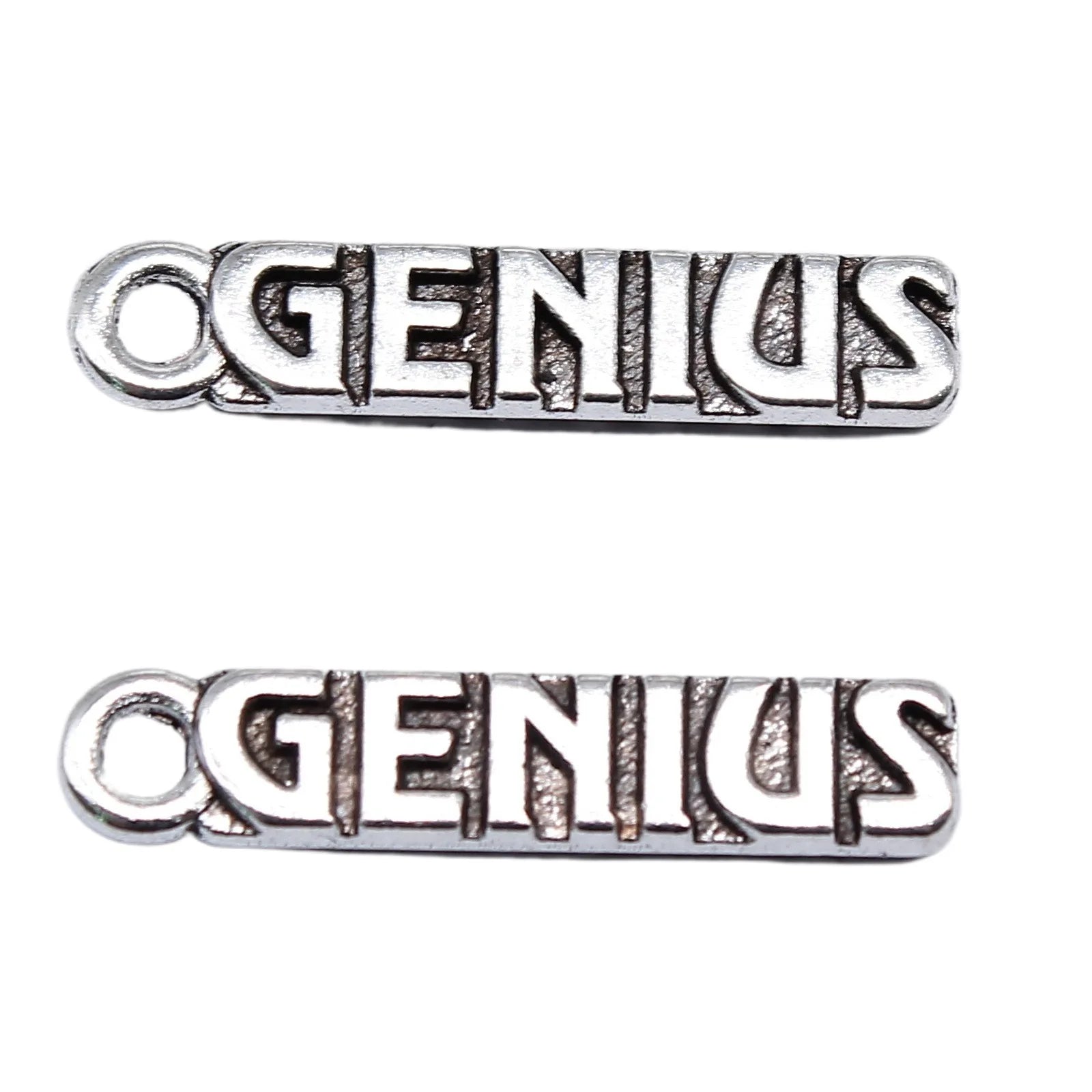 22x4mm 0.8g Antique Silver Zinc Alloy GENIUS Word Tag Charm Pendant for DIY Handmade Jewelry