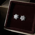 Mini Snowflake Micro Pave Zircon Copper Stud Earrings Silver Plated Pins For Women