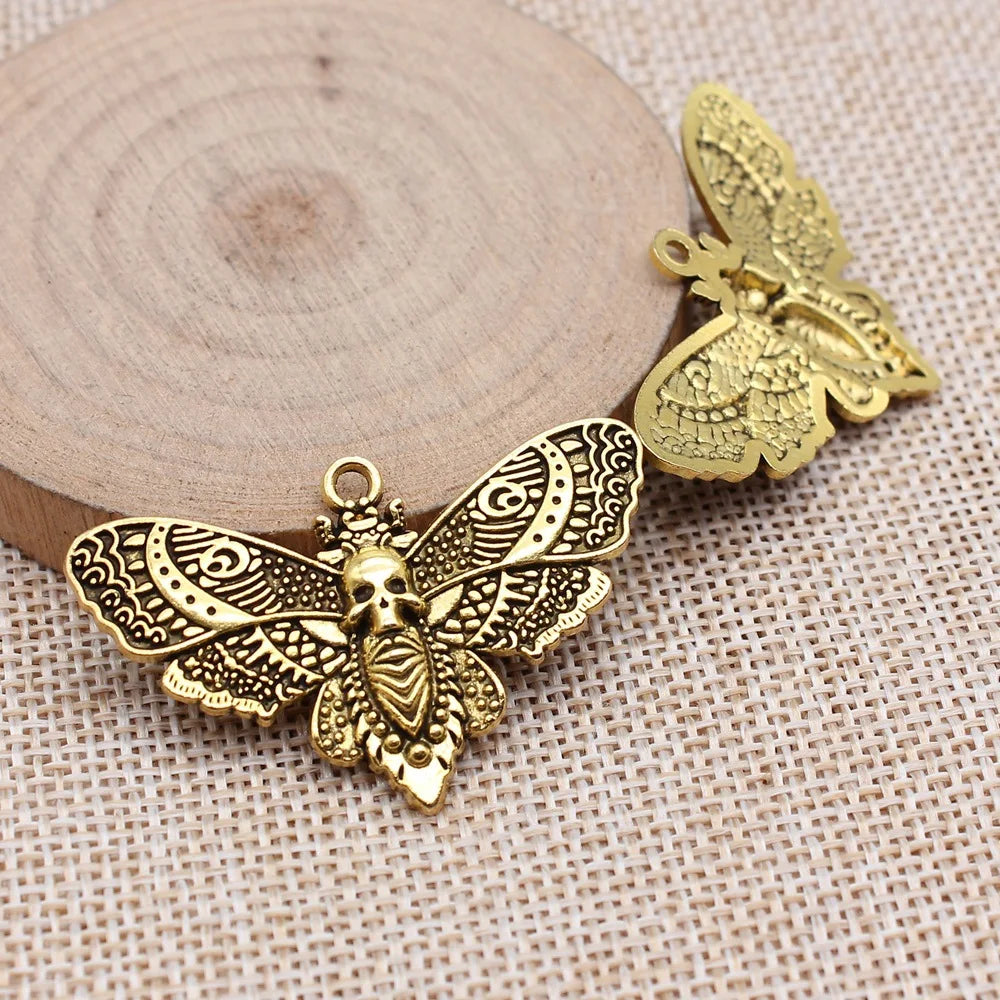 27x43mm 3.7g Multicolor Zinc Alloy Skull Butterfly Charm Pendant for Gothic DIY Jewelry Making