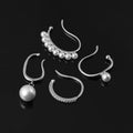 Elegant Gold Alloy Pearl Ear Cuff Hoop Stud & Clip On No Piercing Rhinestone Ear Bone Wrap Earrings