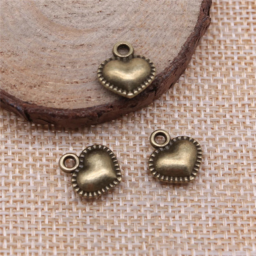 13x11mm 1.5g Multicolor Zinc Alloy Heart Charm Pendant for DIY Handmade Bracelet Necklace Making