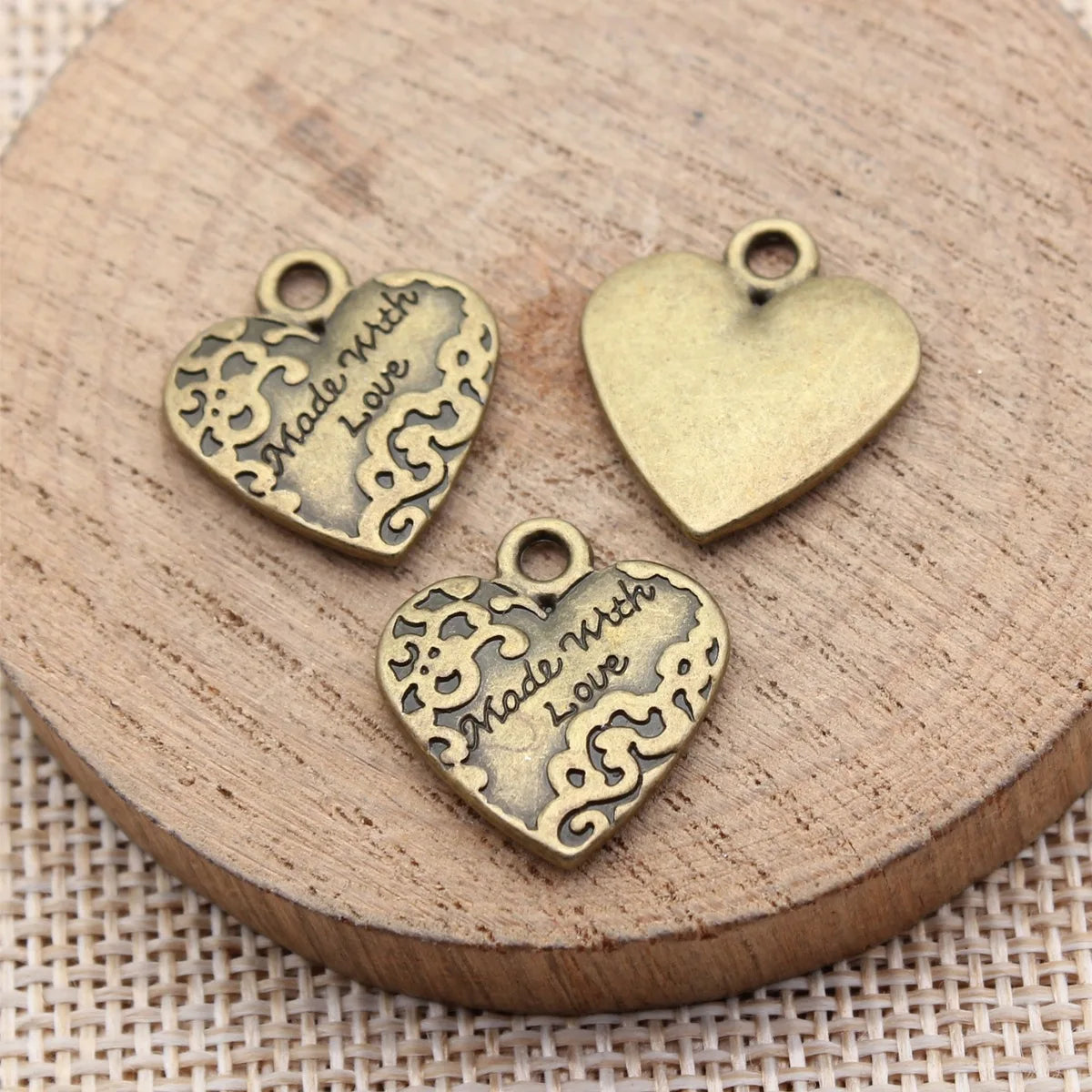 19x17mm 2.5g Multicolor Zinc Alloy Made With Love Heart Charm Pendant for DIY Garment Jewelry Making