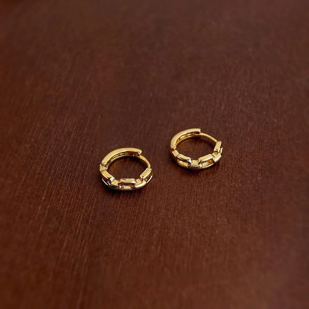 14K Plated Copper Geometric Hoop Drop Earrings Minimalist Korean Style Ear Cuffs