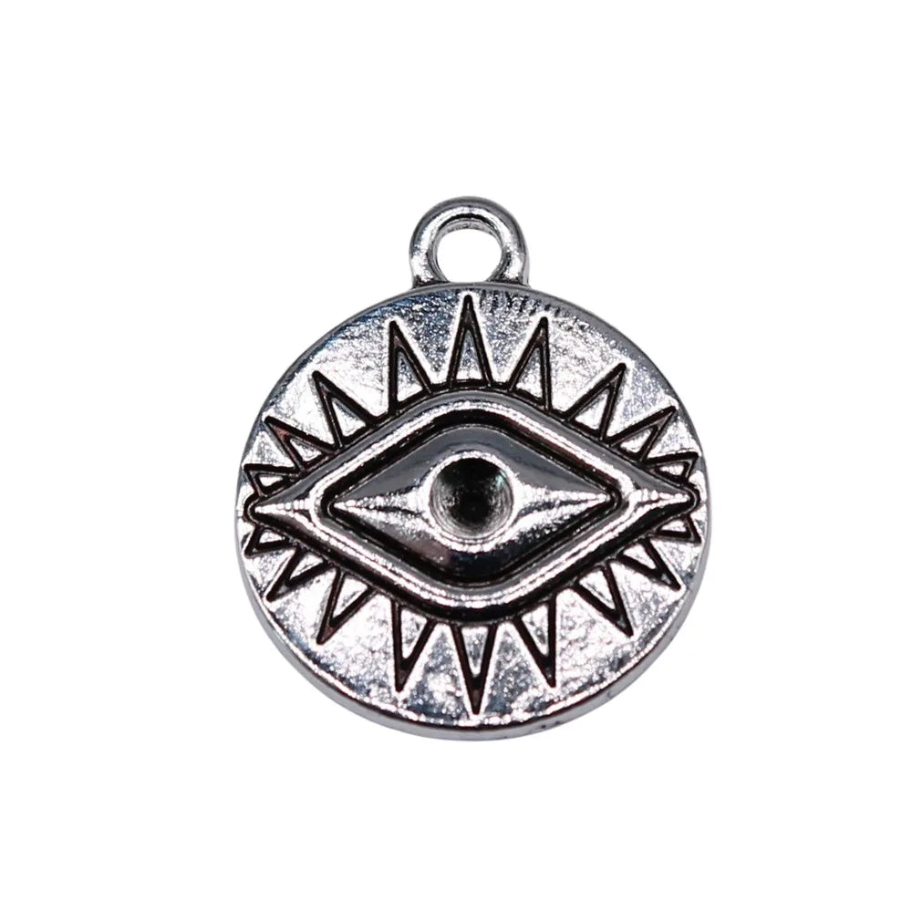 19x16mm 1.44g Antique Silver Zinc Alloy Eye Charm Pendant for DIY Necklace Bracelet Jewelry