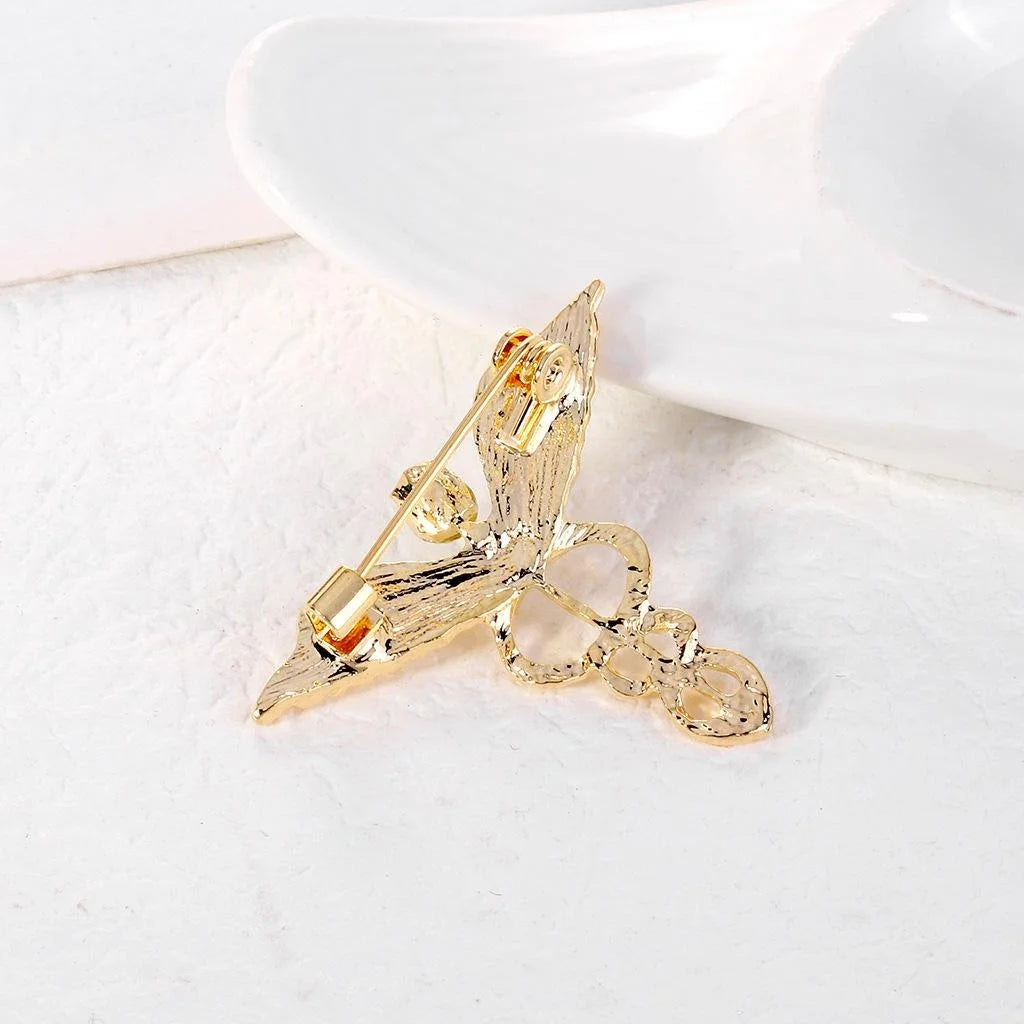 Elegant Angel Wing Alloy Rhinestone Brooch With Crystal Accent, Luxury Lapel Pin Suit Accessory Gift