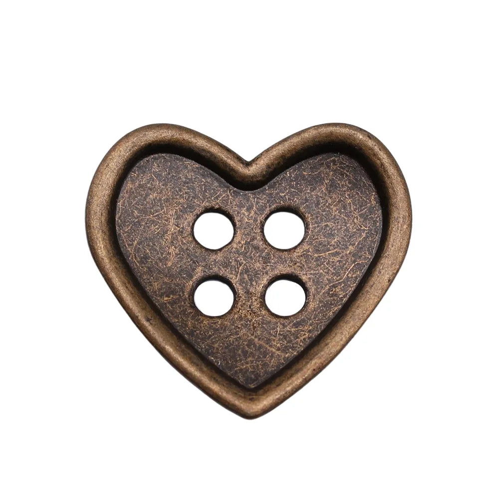 34x32mm 4.9g Antique Bronze Zinc Alloy Heart Button Charm Pendant for DIY Necklace Making