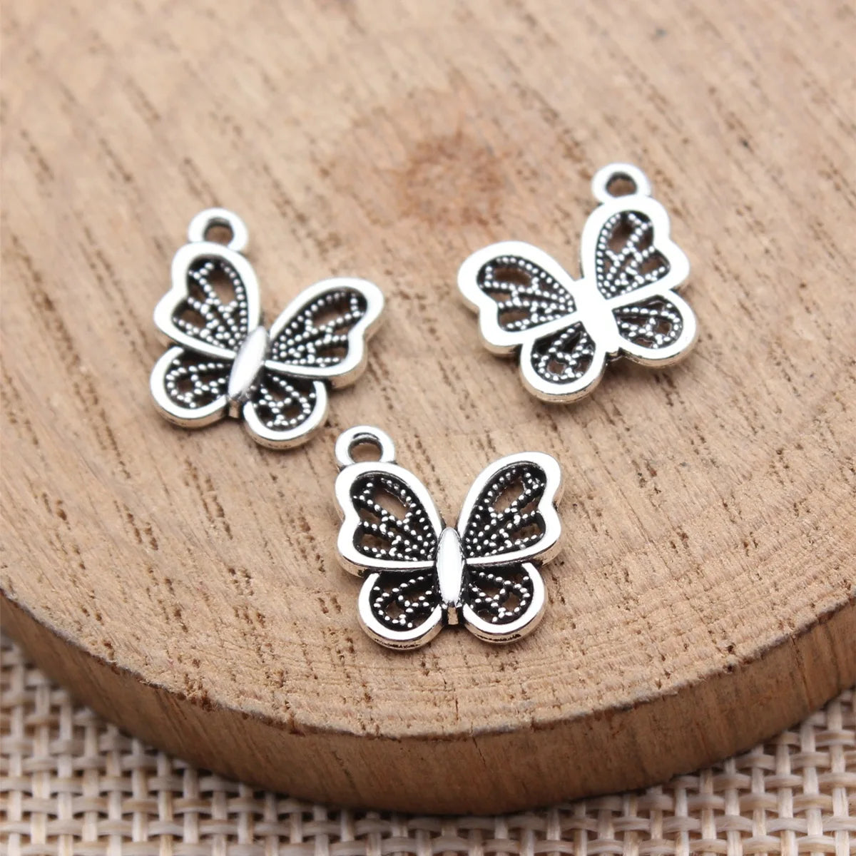 13x12mm 0.57g Antique Silver Zinc Alloy Butterfly Charm Pendant for Bracelet Necklace DIY Jewelry Making