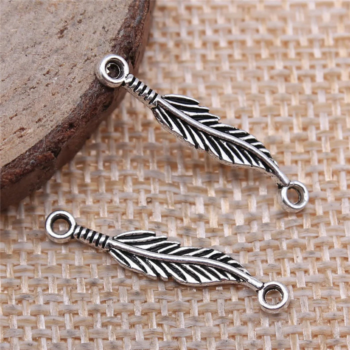 4x25mm 0.5g Antique Silver Zinc Alloy Leaf Connector Charm for Bracelet Necklace DIY Jewelry Making