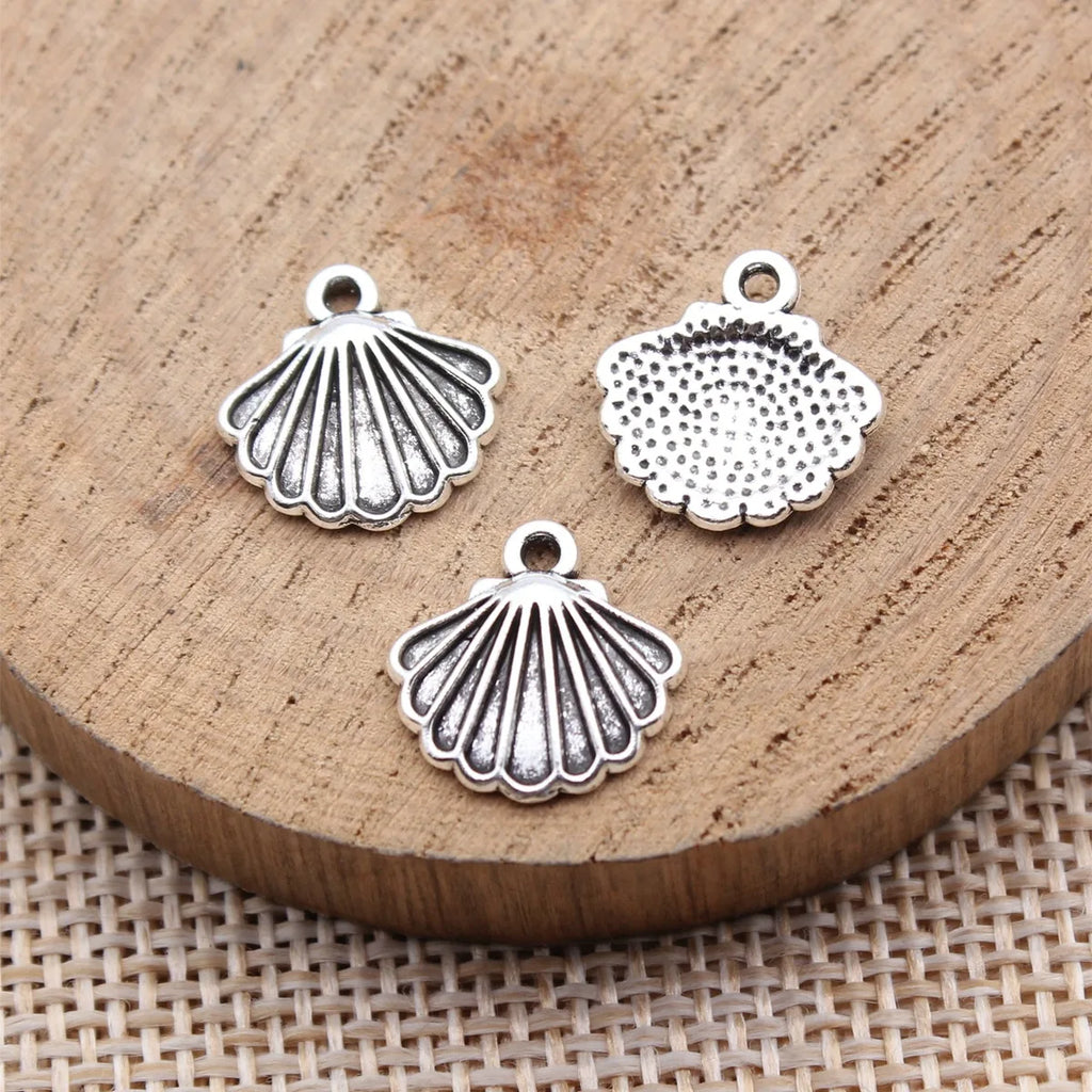 13x13mm 0.7g Antique Silver Zinc Alloy Shell Charm Pendant for DIY Beach Bracelet Necklace Jewelry