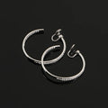 Luxury Rhinestone Spiral Coil Large Hoop Women's Stud & Clip On No Piercing Silver Alloy Earrings