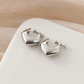 Minimalist Smooth Silver Alloy Geometric Hoop Ear Cuffs, Elegant Stud & Clip On No Piercing Earrings