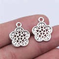 16x19mm 1g Antique Silver Zinc Alloy Hollow Flower Charm Pendant for DIY Jewelry Making