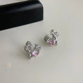Sweet Cool Liquid Heart Micro Pave Zircon Copper Stud Earrings