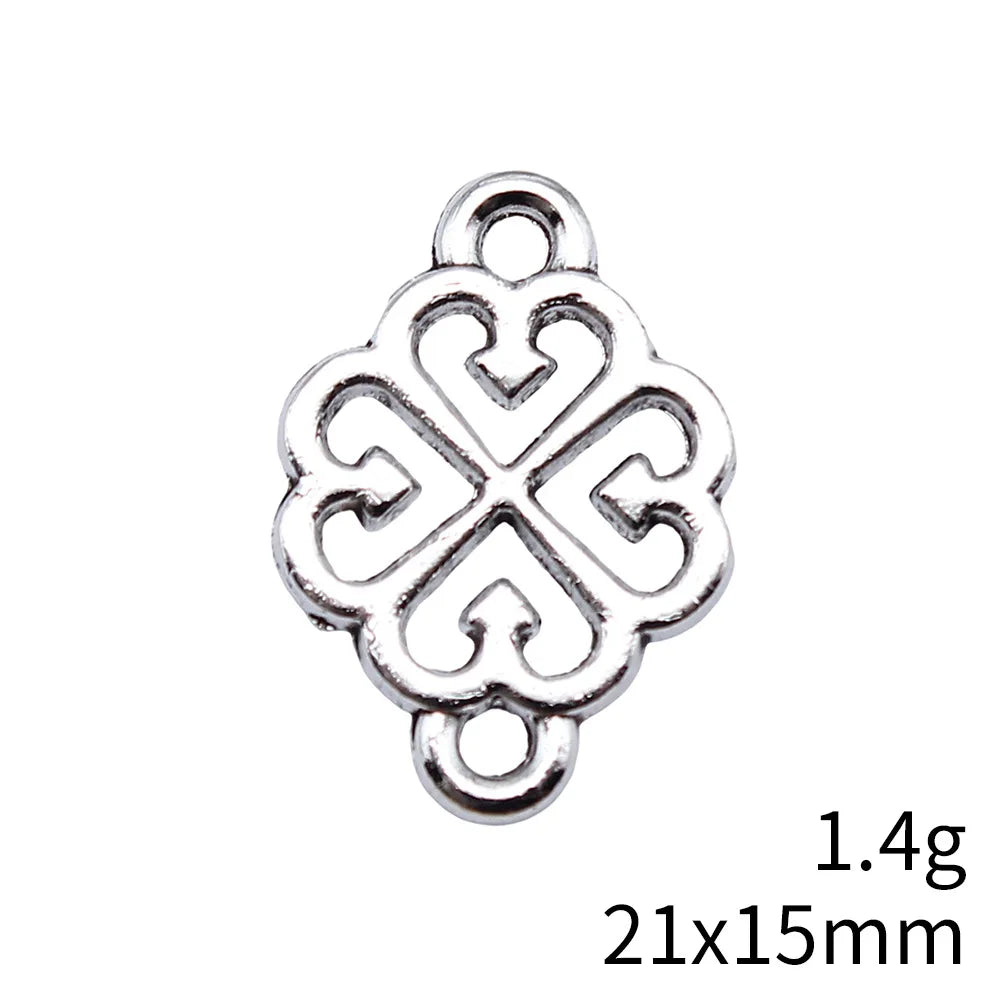 21x15mm 1.4g Antique Silver Zinc Alloy Flower Filigree Connector Charm for DIY Jewelry Making