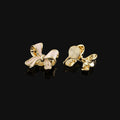 Elegant Enamel Bow Knot Alloy Stud & Clip On No Piercing Gold Tone Niche Design Women's Earrings