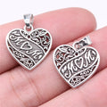 18x18mm 1.73g Antique Silver Zinc Alloy Heart Mom Charm Pendant for DIY Necklace Bracelet Making