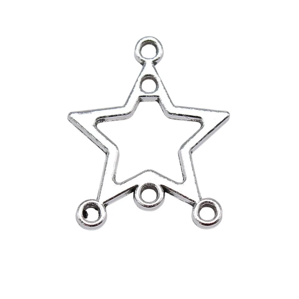 19x14mm 0.7g Antique Silver Zinc Alloy Star Earring Connector Charm for DIY Earrings Jewelry Making