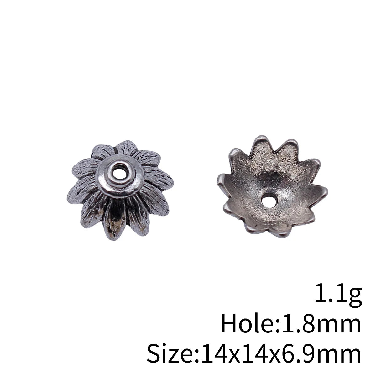 14x14x6.9mm 1.1g Antique Silver Zinc Alloy Flower Bead Caps Jewelry Findings for DIY Bead Jewelry Making