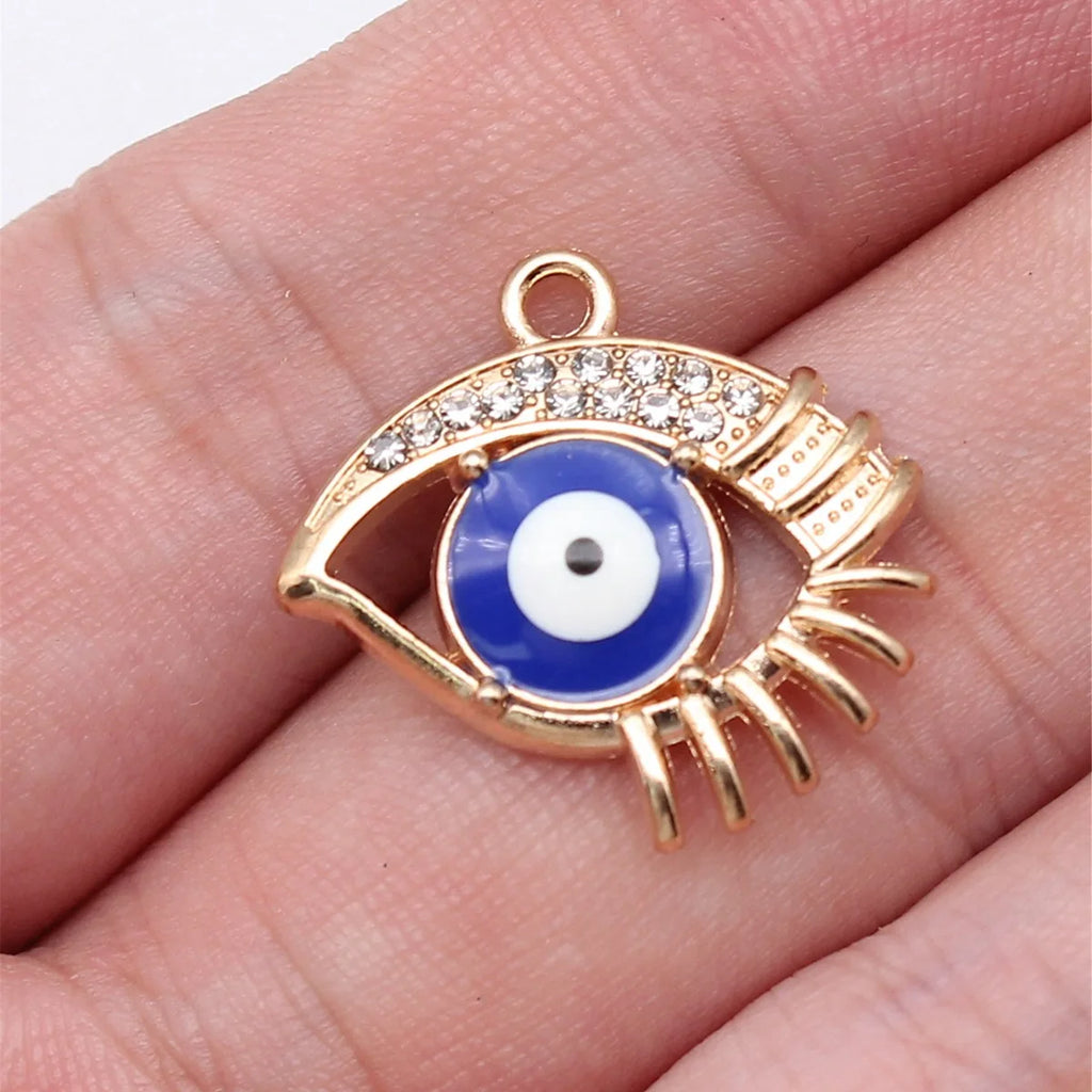 22x21mm 1.8g KC Gold Zinc Alloy Evil Eye Charm Pendant for DIY Necklace Bracelet Jewelry Making