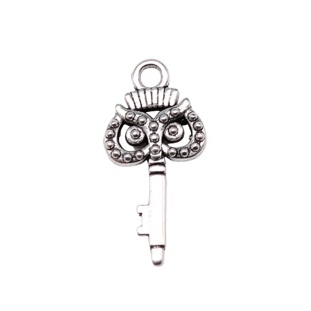 21x10mm 0.8g Multicolor Zinc Alloy Owl Key Cat Charm Pendant for Necklace Bracelet Keychain Making