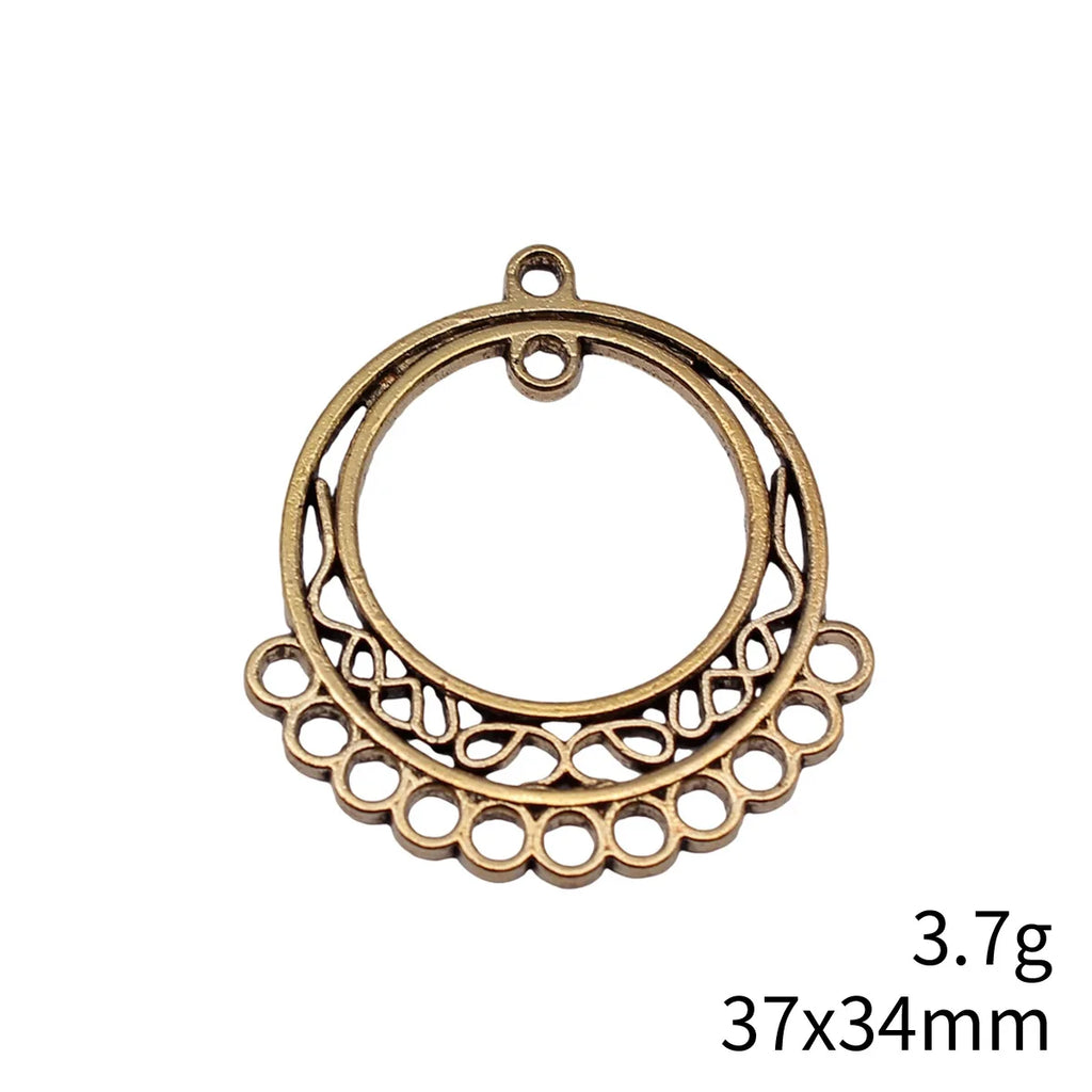 37x34mm 3.7g Multicolor Zinc Alloy Round Multi-Hole Earring Connector Charm for DIY Jewelry Making