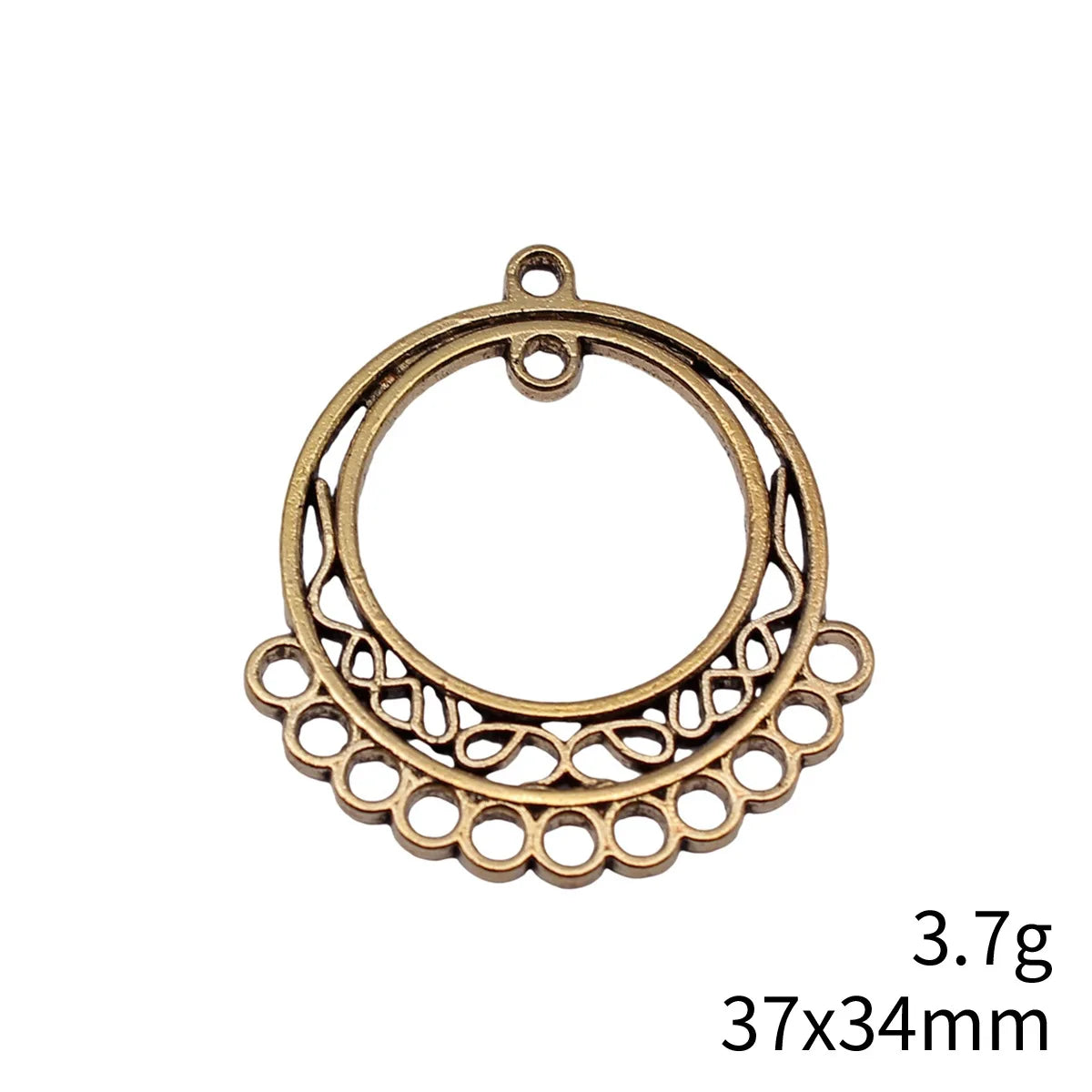37x34mm 3.7g Multicolor Zinc Alloy Round Multi-Hole Earring Connector Charm for DIY Jewelry Making