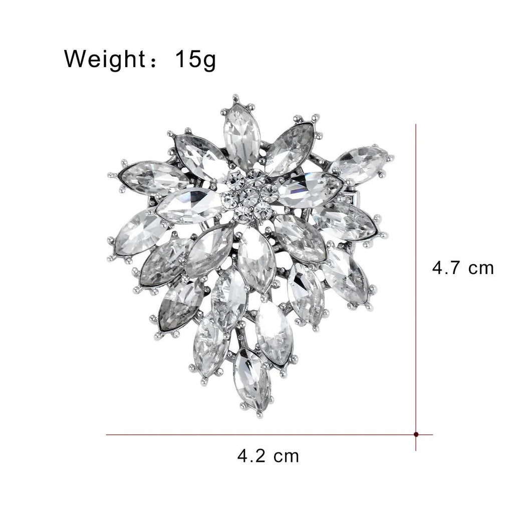 Luxury Firework Flower Rhinestone Brooch In Silver Alloy, Elegant Women's Lapel Pin Suit Accessory