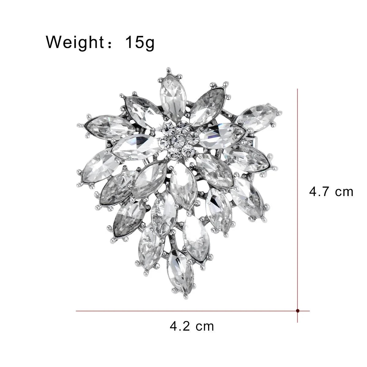 Luxury Firework Flower Rhinestone Brooch In Silver Alloy, Elegant Women's Lapel Pin Suit Accessory