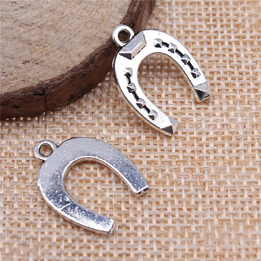 21x16mm 1.1g Antique Silver Zinc Alloy Horseshoe Charm Pendant for DIY Bracelet Necklace Making