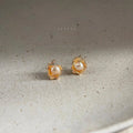 14K Gold Plated Geometric Faux Pearl Drop Earrings, Minimalist Luxury Style