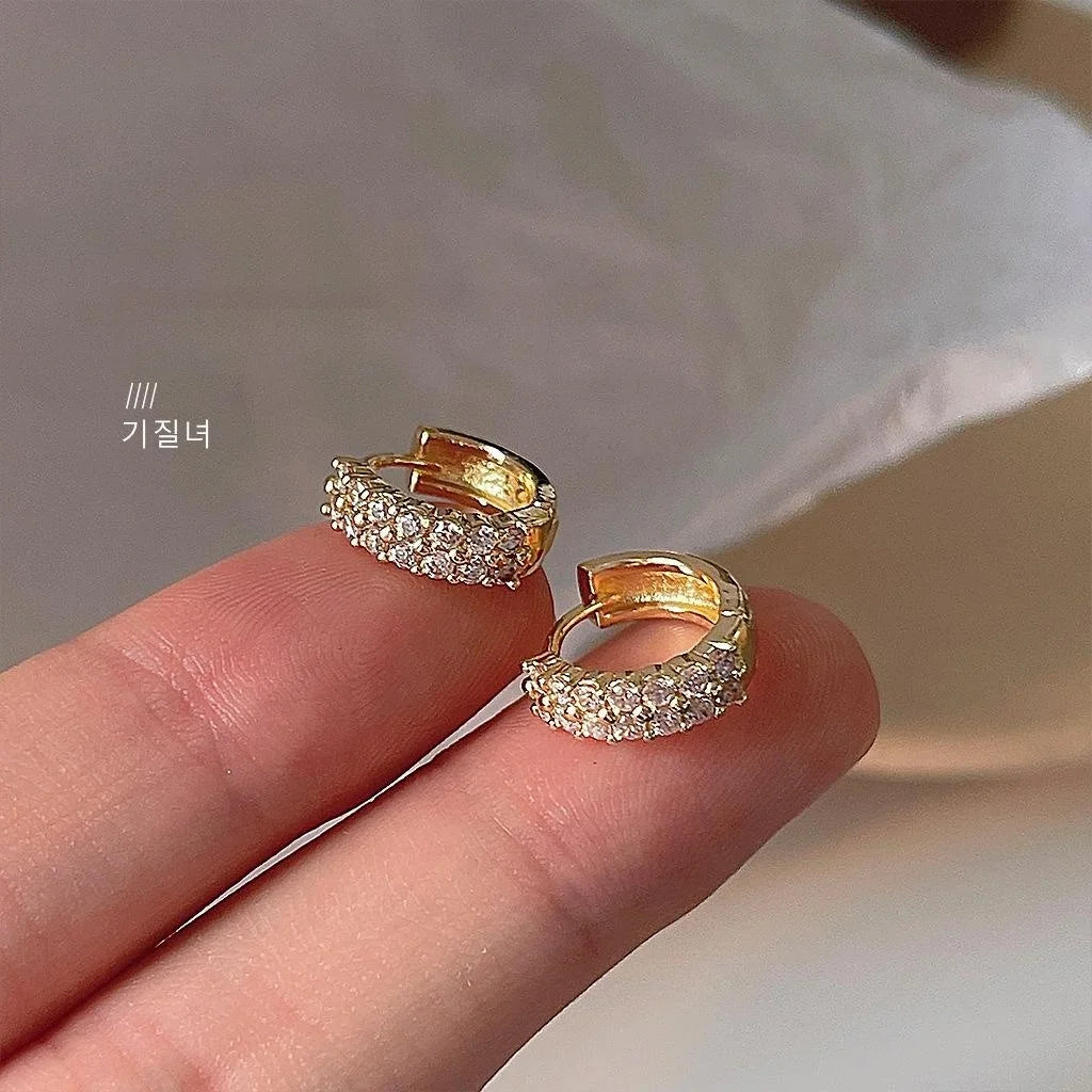 14K Gold Plated Copper Micro Pave Zircon Geometric Drop Earrings Minimalist Trendy Jewelry