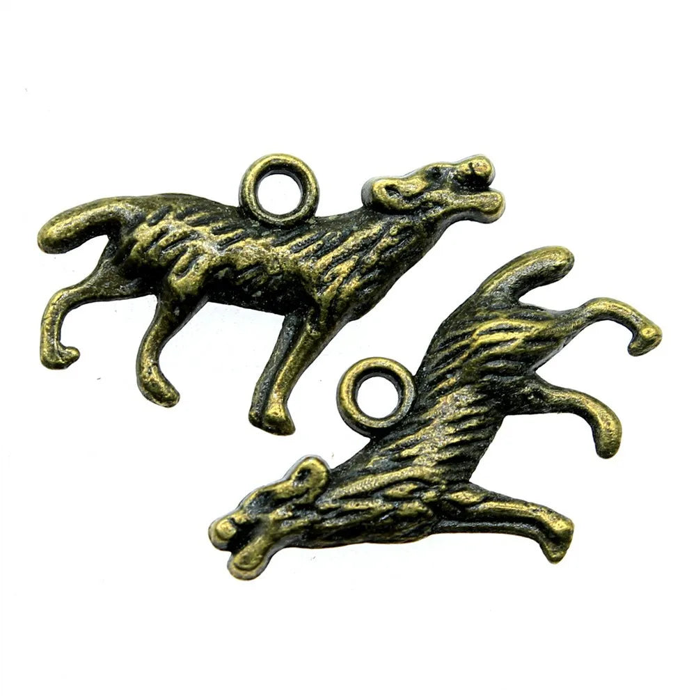 26x20mm 2.1g Multicolor Zinc Alloy Wolf Charm Pendant for DIY Animal Theme Jewelry Making