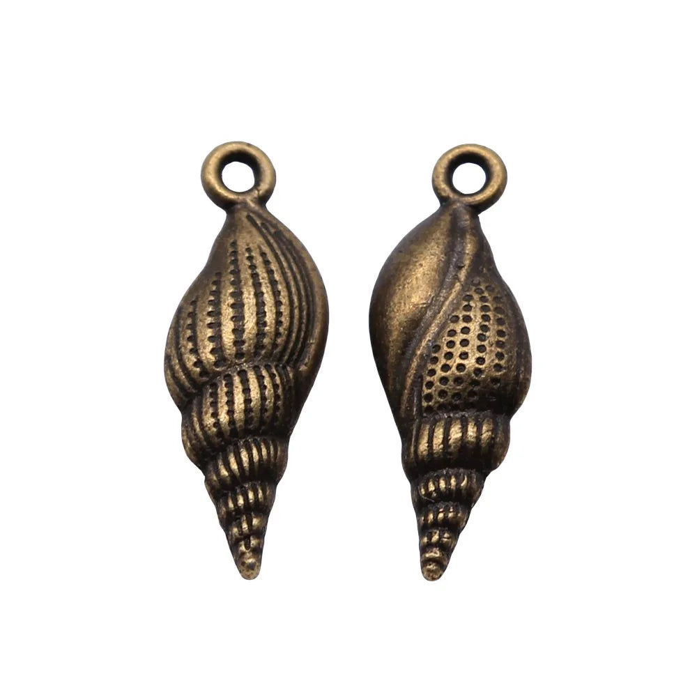 24x8mm 1.8g Multicolor Zinc Alloy Conch Shell Charm Pendant for Necklace Bracelet Making