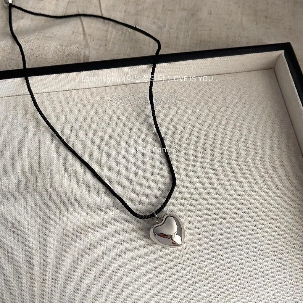 14K Gold Plated Copper Heart Pendant Necklace For Women Trendy Sweet Cool Sweater Chain