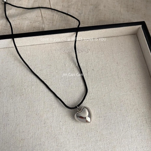 14K Gold Plated Copper Heart Pendant Necklace For Women Trendy Sweet Cool Sweater Chain