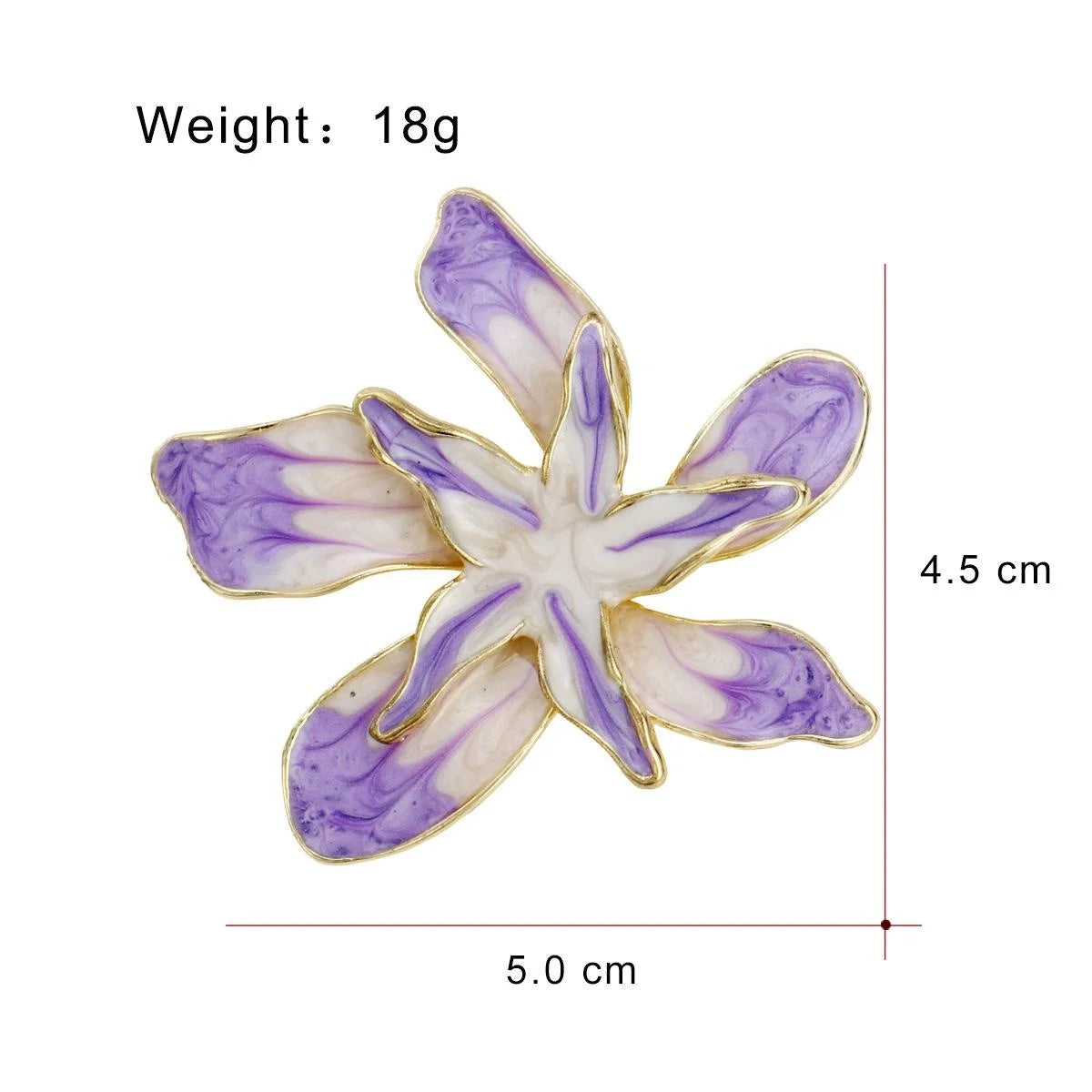 Elegant Purple Enamel Double Layer Five Petal Flower Brooch Gold Tone Alloy Lapel Pin Corsage Suit Accessory