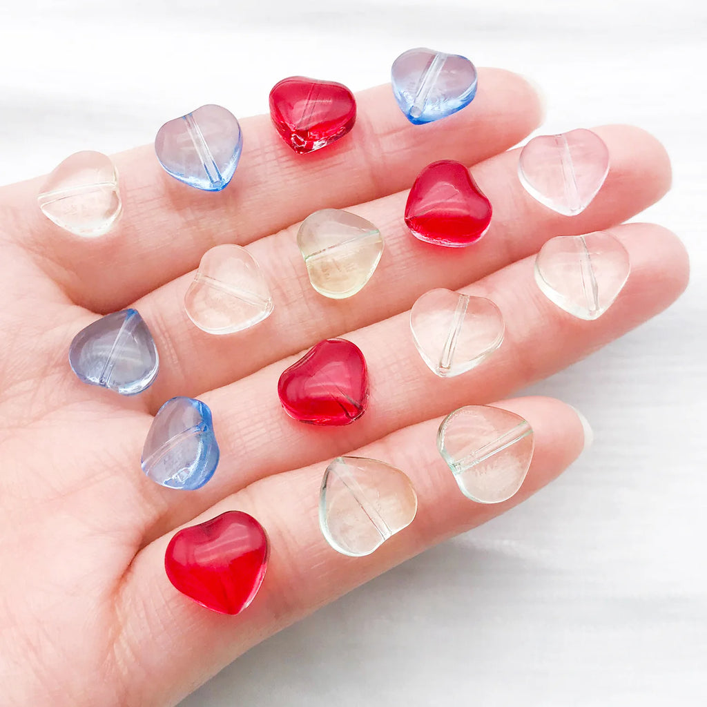Colorful Glass Small Heart Loose Beads for DIY Phone Strap Bracelet Keychain Jewelry
