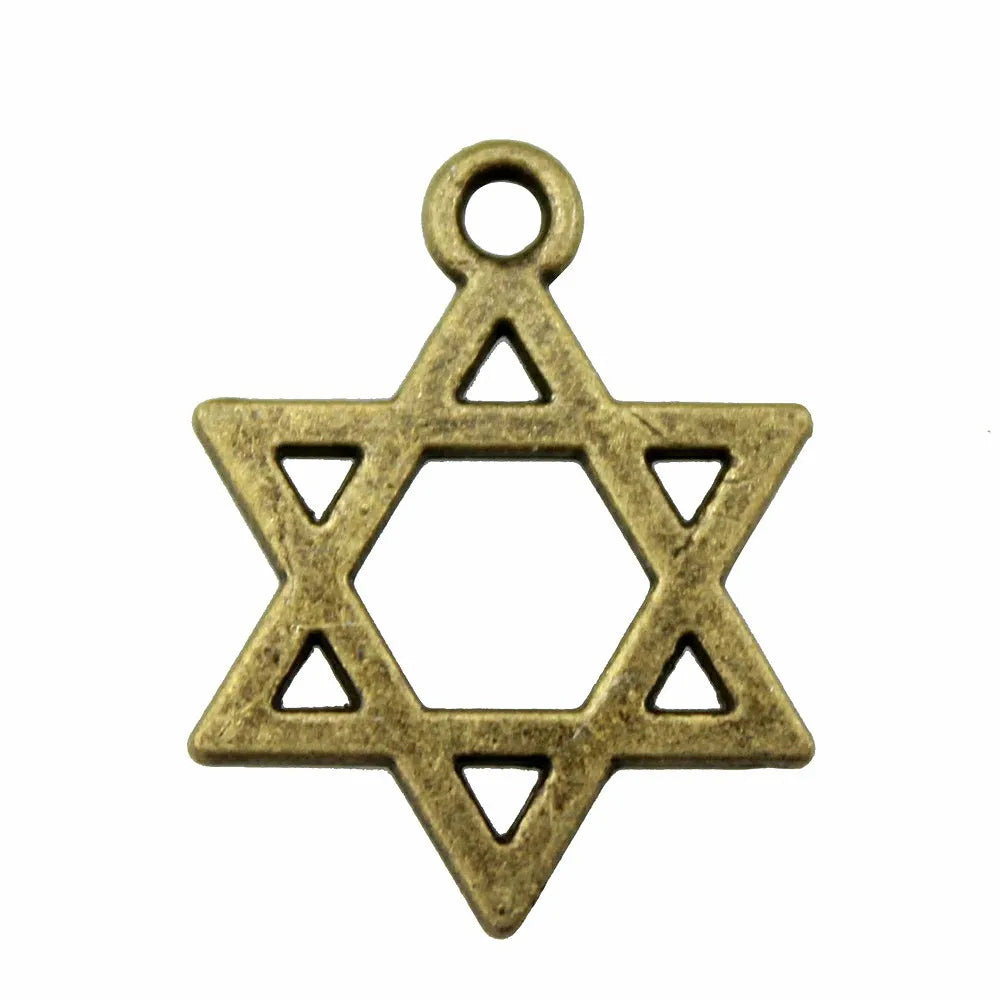 21x16mm 0.9g Multicolor Zinc Alloy Six Pointed Star Charm Pendant for DIY Bracelet Necklace Making