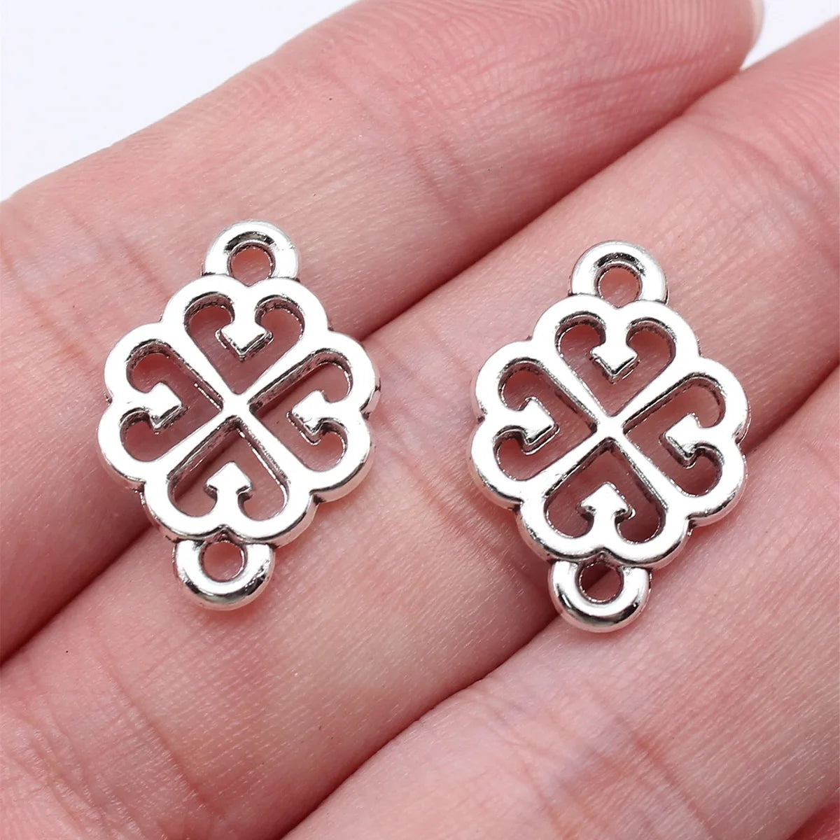 21x15mm 1.4g Antique Silver Zinc Alloy Flower Filigree Connector Charm for DIY Jewelry Making
