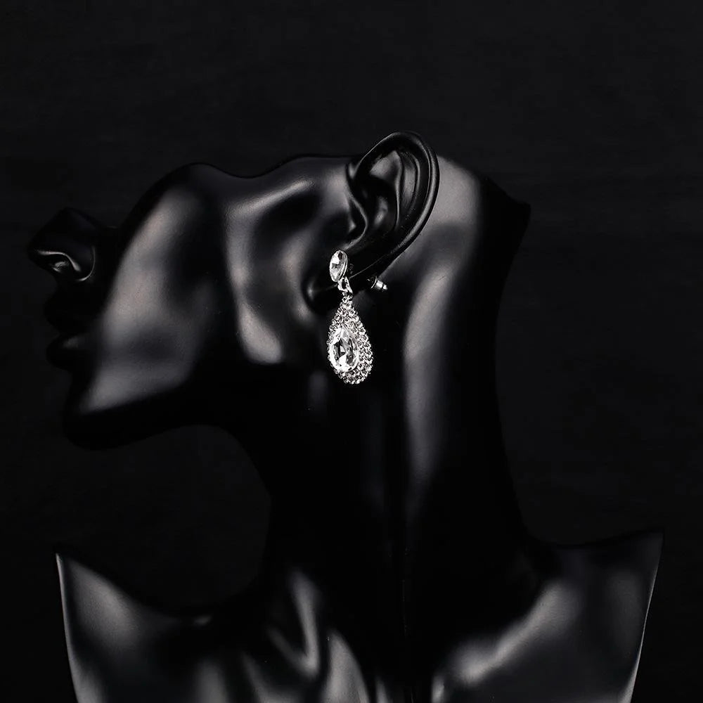 Luxury Statement Teardrop Crystal Rhinestone Alloy Dangle Earrings For Wedding Party Banquet Gift
