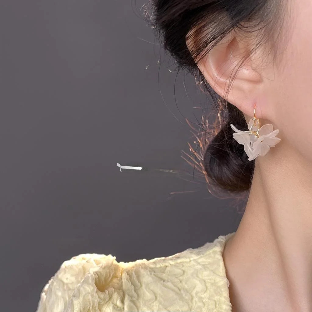 Sweet Floral Acrylic Flower Drop Earrings For Women Elegant Forest Style Jewelry