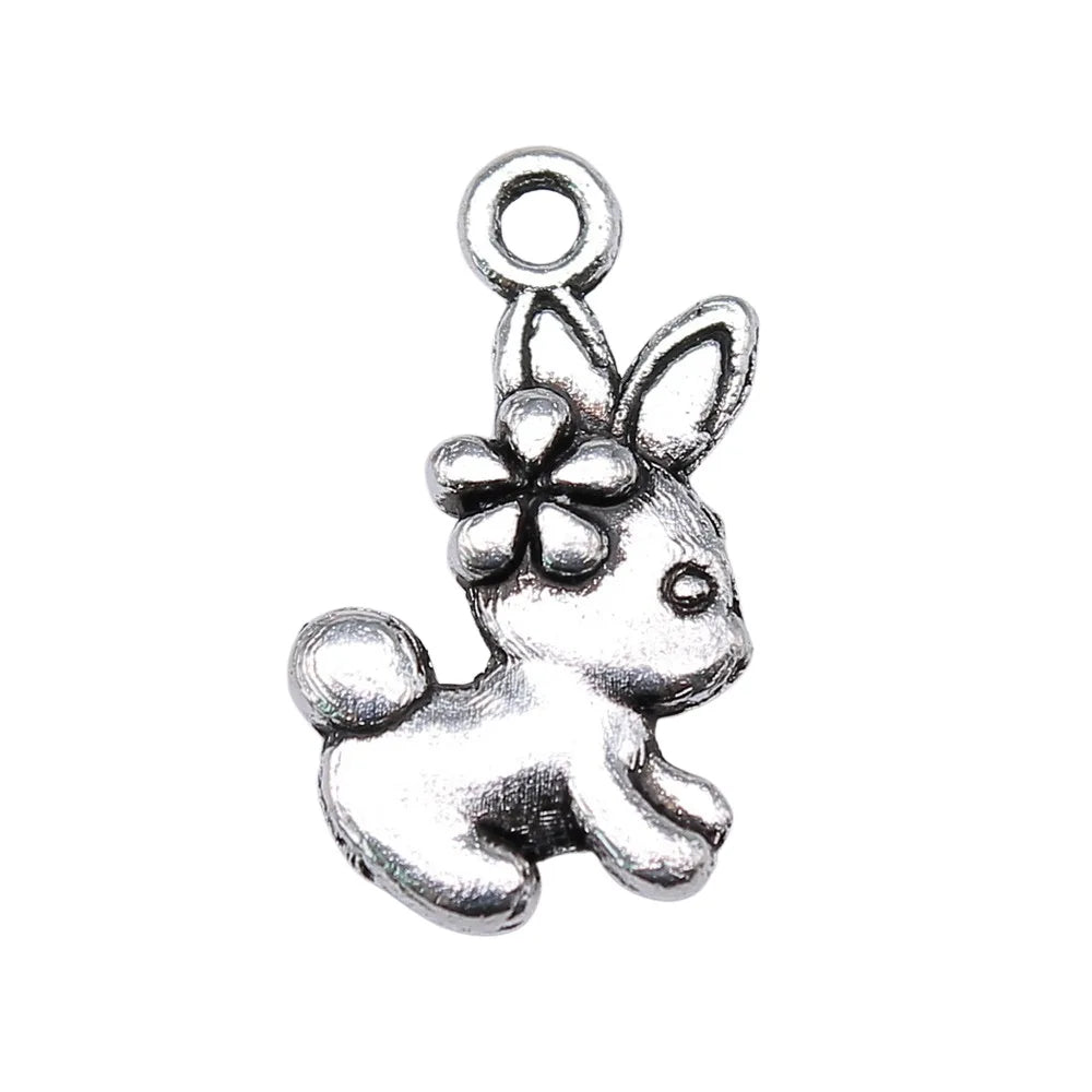 18x11mm 1g Multicolor Zinc Alloy Rabbit Charm Pendant for DIY Necklace Bracelet Jewelry Making