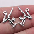 23x24mm 1.4g Antique Silver Zinc Alloy Gymnast Charm Pendant for DIY Bracelet Necklace Jewelry Making