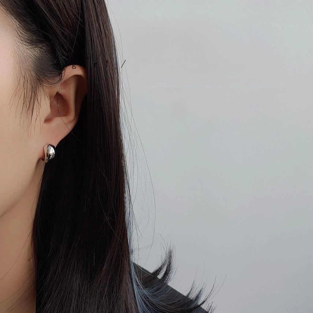14K Gold Plated Copper Geometric Stud Earrings Korean Minimalist Earlobe Wrap Jewelry